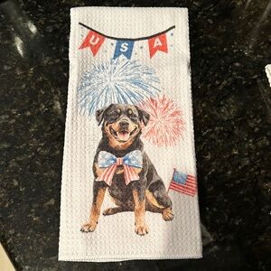 Patriotic Rottweiler Dog Kitchen Towel
